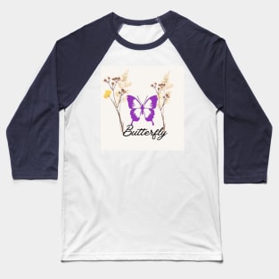 Butterfly with flowers  t-shirt design. Baseball T-Shirt